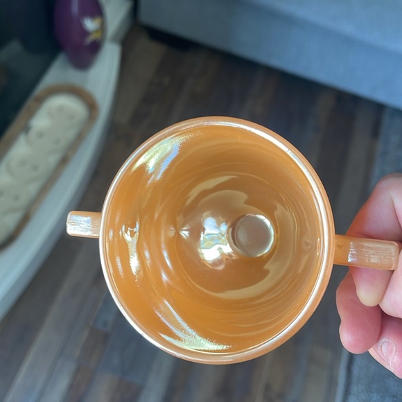 VTG Fire King Peach Lusterware Sugar Bowl / Fire King by Anchor Hocking - Picture 7 of 9